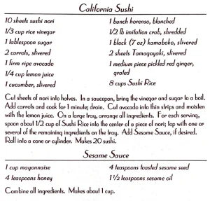California Sushi with Sesame Sauce