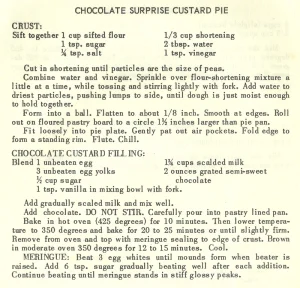 Chocolate Surprise Custard Pie