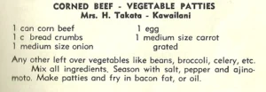 Corned Beef – Vegetable Patties