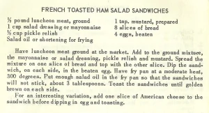 French Toasted Ham Salad Sandwiches