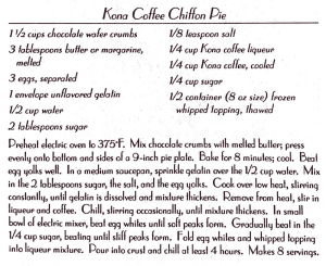 Kona Coffee Chiffon Pie
