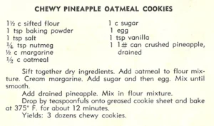 Chewy Pineapple Oatmeal Cookies