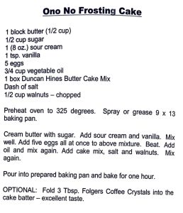 Ono No Frosting Cake