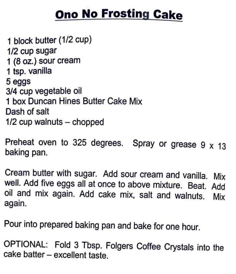 Ono No Frosting Cake