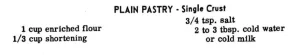 Plain Pastry – Single Crust