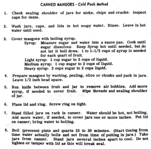 Canned Mangoes – Cold Pack Method