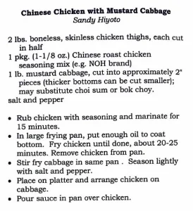 Chinese Chicken With Mustard Cabbage