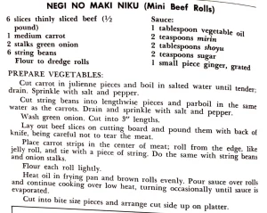 Negi No Maki Niku (Mini Beef Rolls)