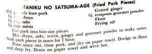 Butaniku No Satsuma-Age (Fried Pork Pieces)