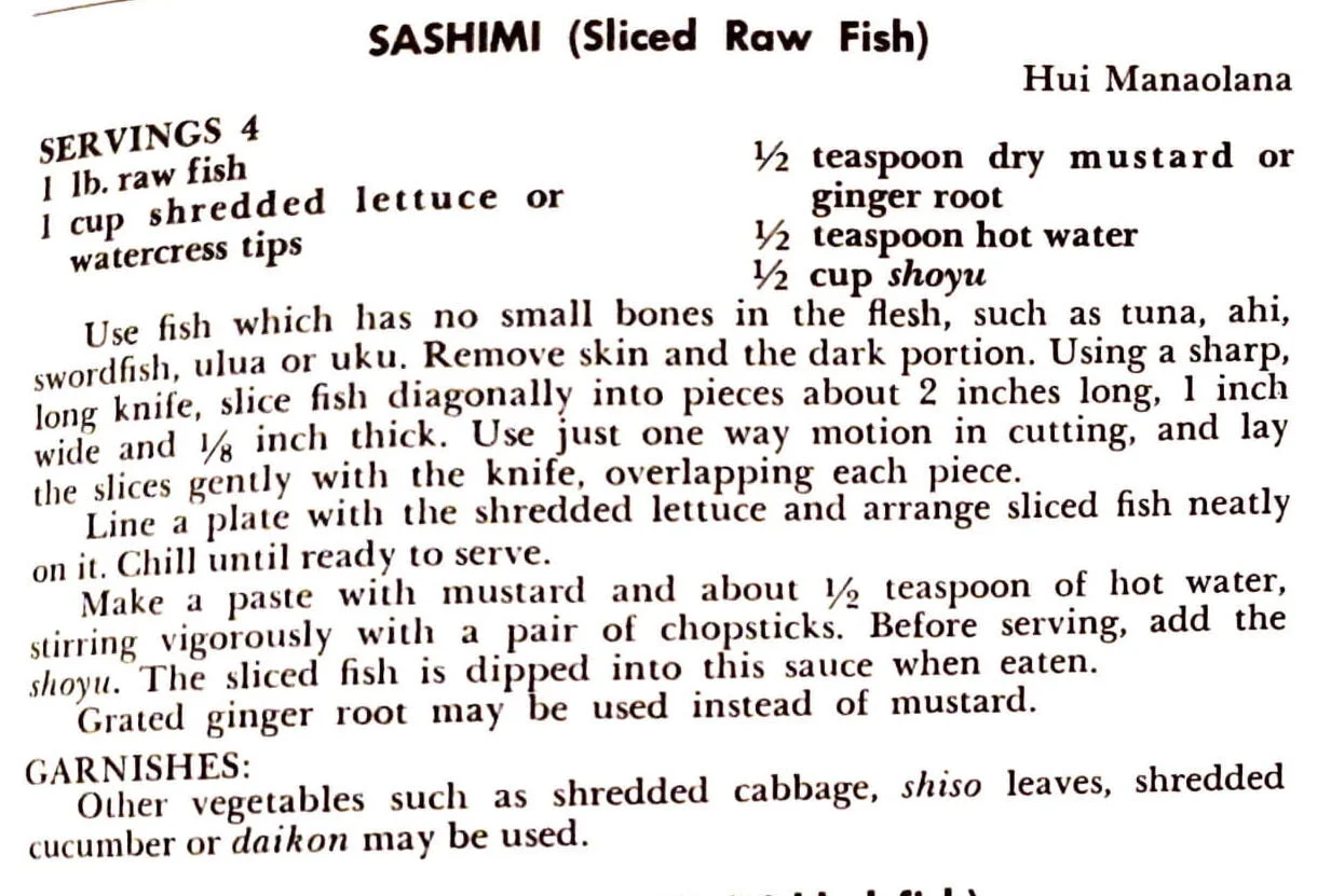 Sashimi (Sliced Raw Fish) - Kau Kau Chronicles