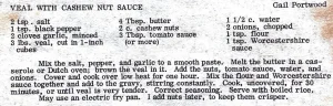 Veal With Cashew Nut Sauce