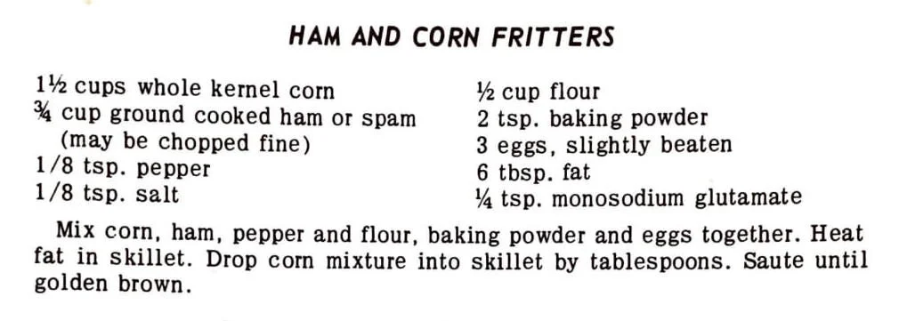 Ham and Corn Fritters - Kau Kau Chronicles