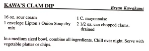 Kawa’s Clam Dip