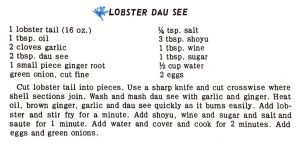 Lobster with Dau See (Chinese)