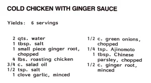Cold Chicken With Ginger Sauce