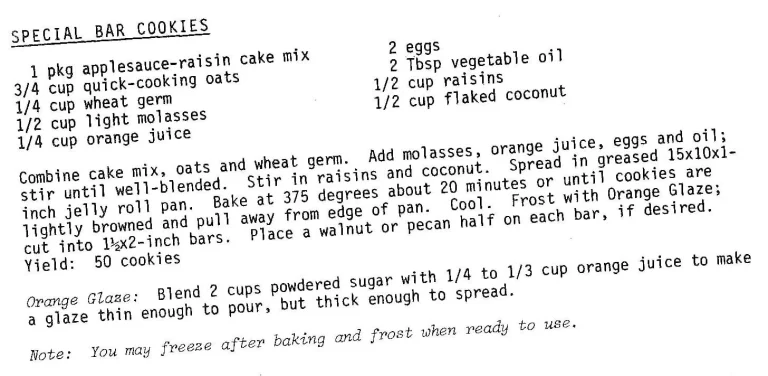 Special Bar Cookies