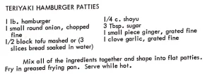 Teriyaki Hamburger Patties