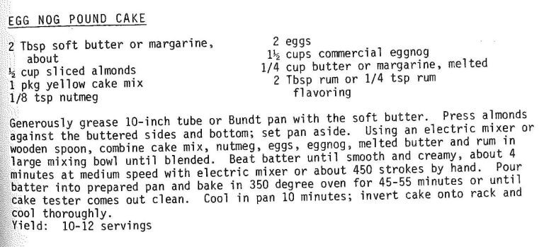 Egg Nog Pound Cake