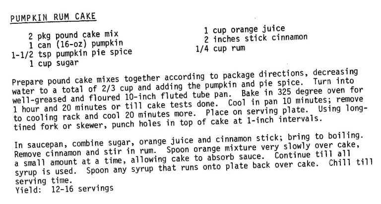 Pumpkin Rum Cake