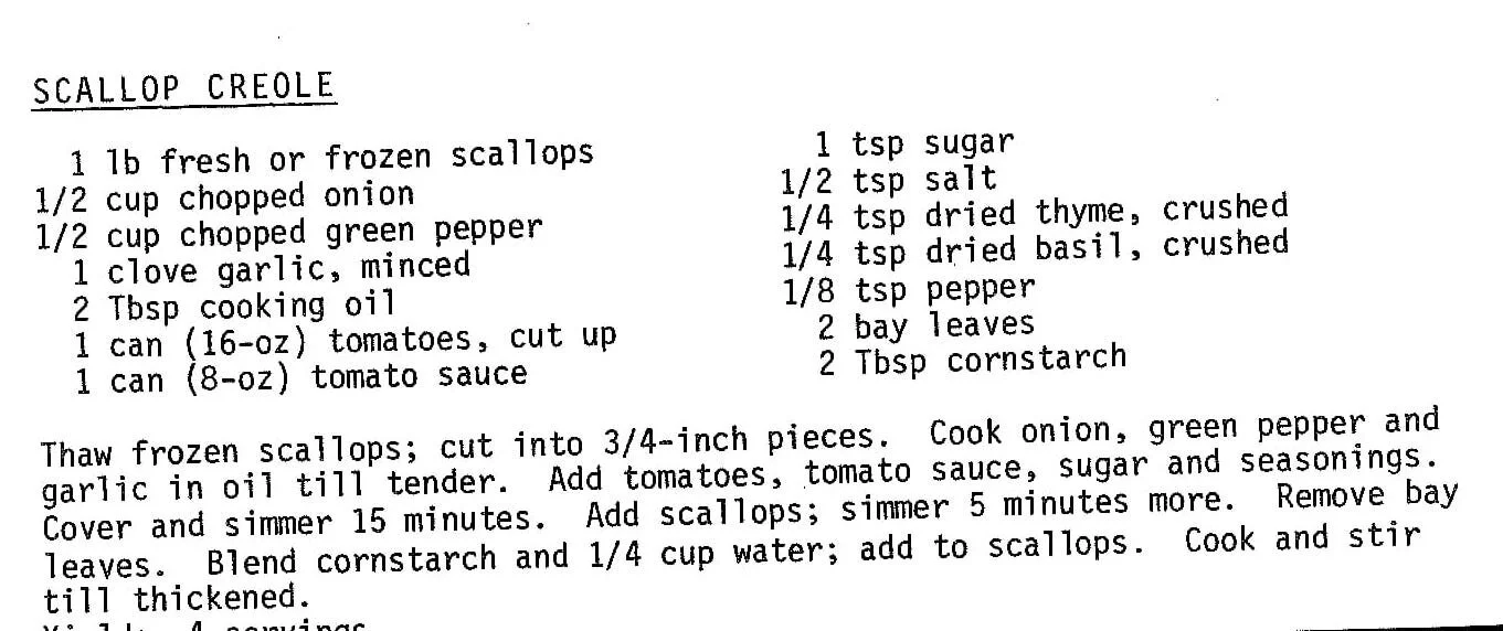 Scallop Creole - Kau Kau Chronicles