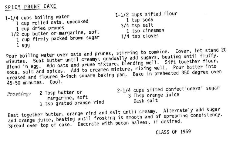 Spicy Prune Cake