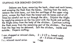 Stuffing for Deboned Chicken
