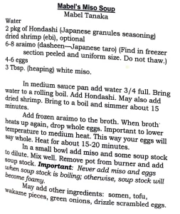 Mabel’s Miso Soup