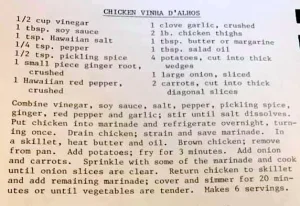 Chicken Vinha D’Alhos