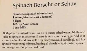 Spinach Borscht or Schav