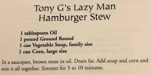 Tony G’s Lazy Man Hamburger Stew