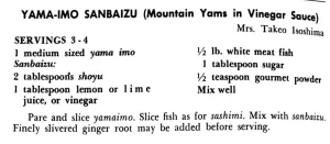 Yama-Imo Sanbaizu (Mountain Yams in Vinegar Sauce)