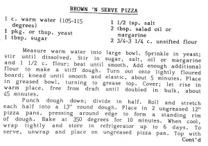 Brown ‘N Serve Pizza