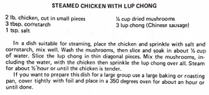 Steamed Chicken with Lup Chong