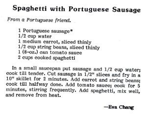 Spaghetti with Portuguese Sausage