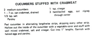 Cucumbers Stuffed With Crabmeat