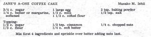 Jane’s A-One Coffee Cake