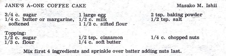 Jane’s A-One Coffee Cake