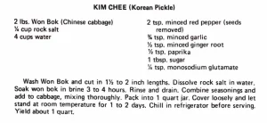 Kim Chee (Korean Pickle)