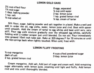 Lemon Gold Cake and Lemon Fluff Frosting