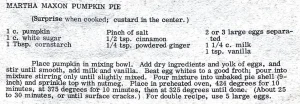 Martha Maxon Pumpkin Pie