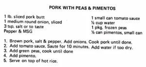 Pork with Peas & Pimentos