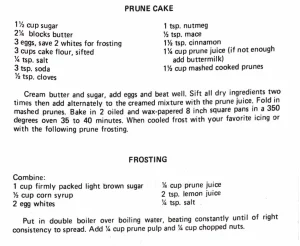 Prune Cake and Frosting