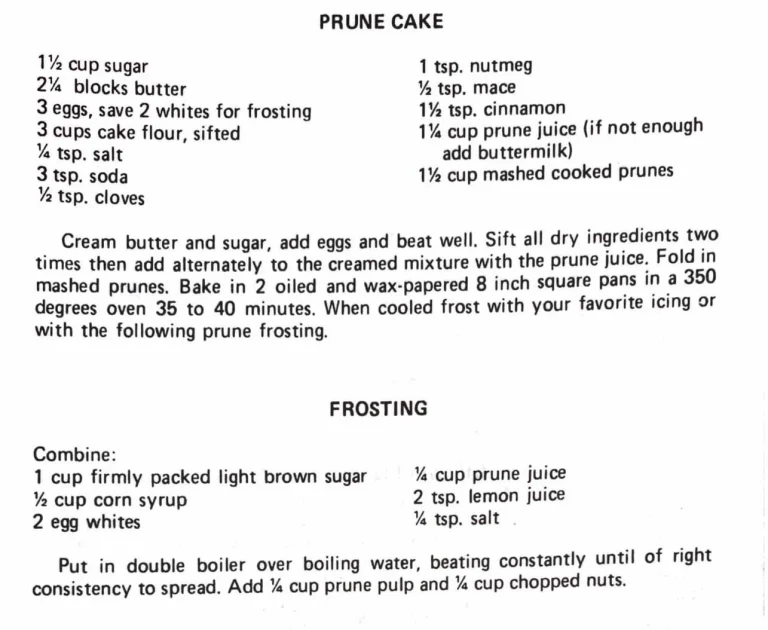 Prune Cake and Frosting