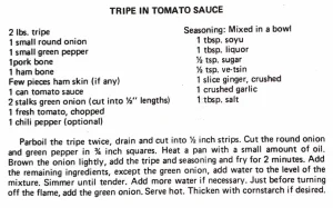 Tripe in Tomato Sauce