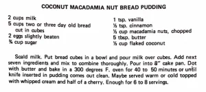Coconut Macadamia Nut Bread Pudding