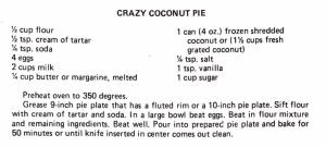 Crazy Coconut Pie