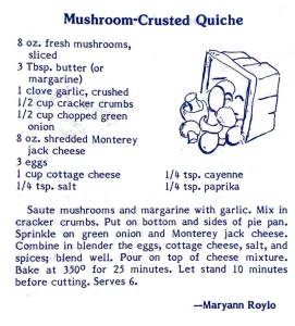 Mushroom Crusted Quiche