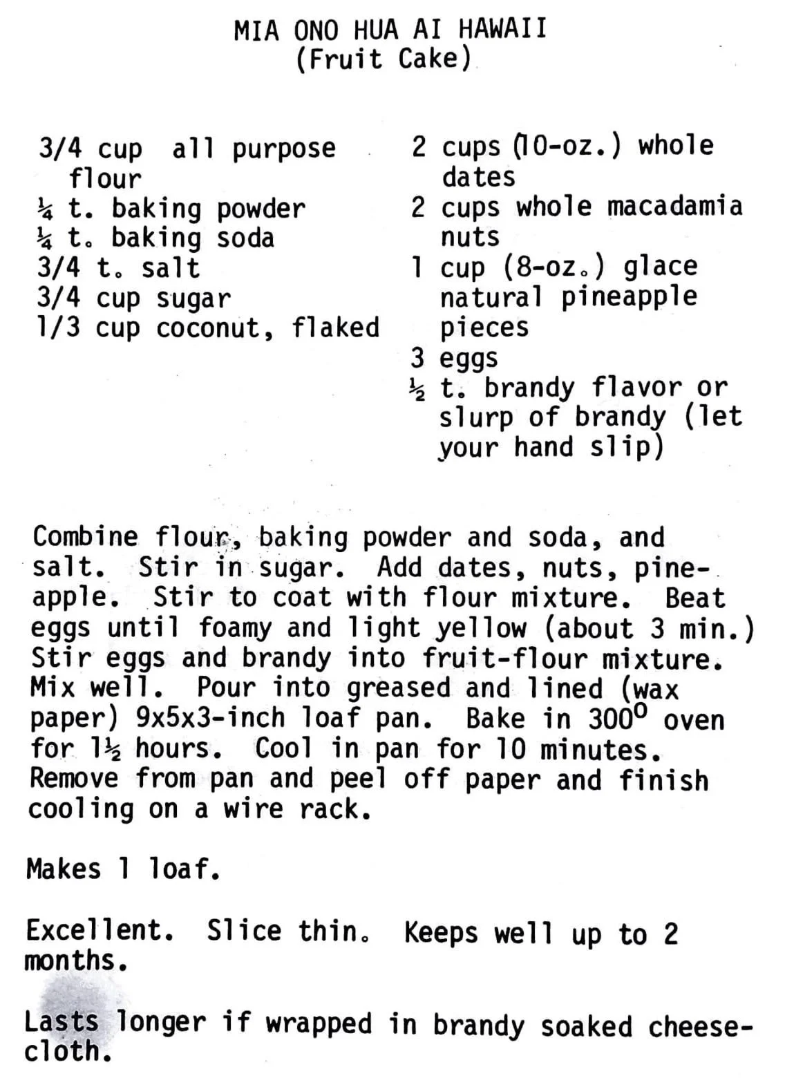 Mia Ono Hua Ai Hawaii (Fruit Cake) - Kau Kau Chronicles