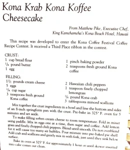 Kona Krab Kona Koffee Cheesecake