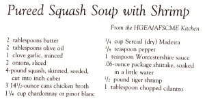 Pureed Squash Soup with Shrimp